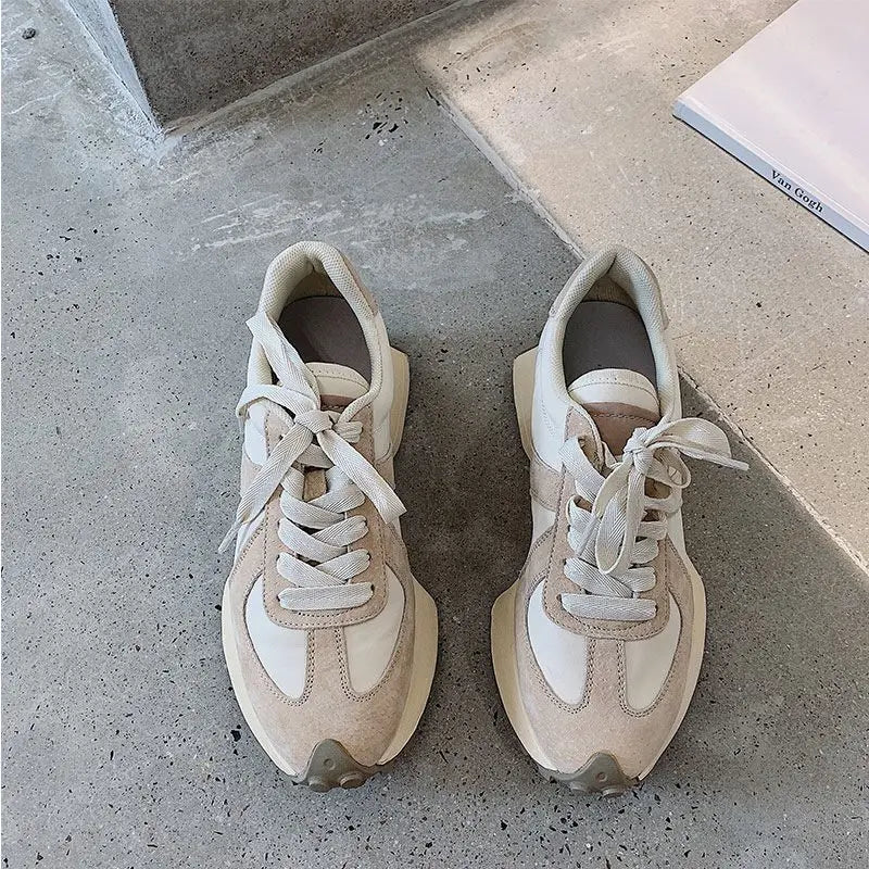 LBSFY  -  2024 New Suede Leather Women Sneakers High Quality Lace Up Platform Casual Shoes Fashion Ladies Chunky Sneakers