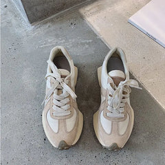 LBSFY  -  2024 New Suede Leather Women Sneakers High Quality Lace Up Platform Casual Shoes Fashion Ladies Chunky Sneakers
