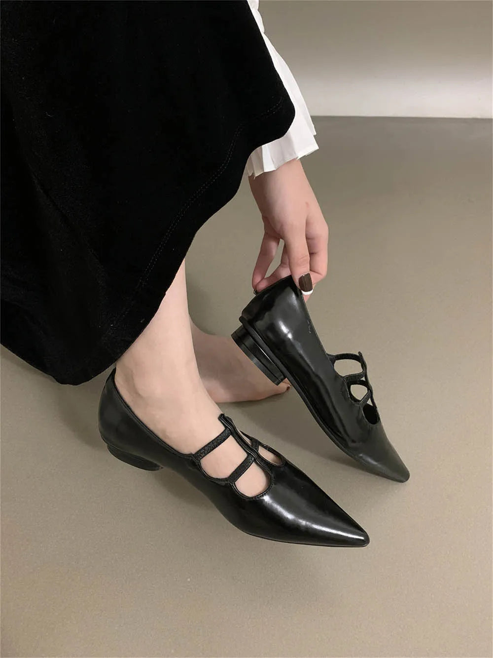 LBSFY  -  Fashion Women Loafers Mary Janes Black White Red 2024 New Arrivals Autumn Spring Dress Shoes Sexy Hollow Slip On Mules Ballet