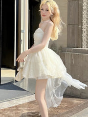 LBSFY -Mesh Patchwork Vintage Elegant Solid Chic Mini Dress Women Fashion Party Birthday Princess Dresses Female Clothes Spring Summer