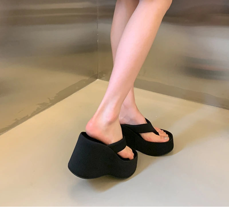 LBSFY  Summer Flip Flop Clip Toe Platform Wedges Heel Women Slippers Shoes Beach Vacation Ladies Slides Shoes
