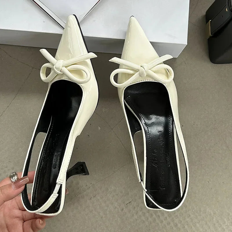 Lbsfy Pointed Toe High Heels Female Sandals Butterfly-Knot Elegant Office Shoes Ladies Sexy Fashion Slingbacks Dress Shoes Women