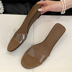 LBSFY -2025 New Summer PVC Transparent Wedges Open Toe Women Slippers Low Heels Banquet Dress Beach Female Shoes