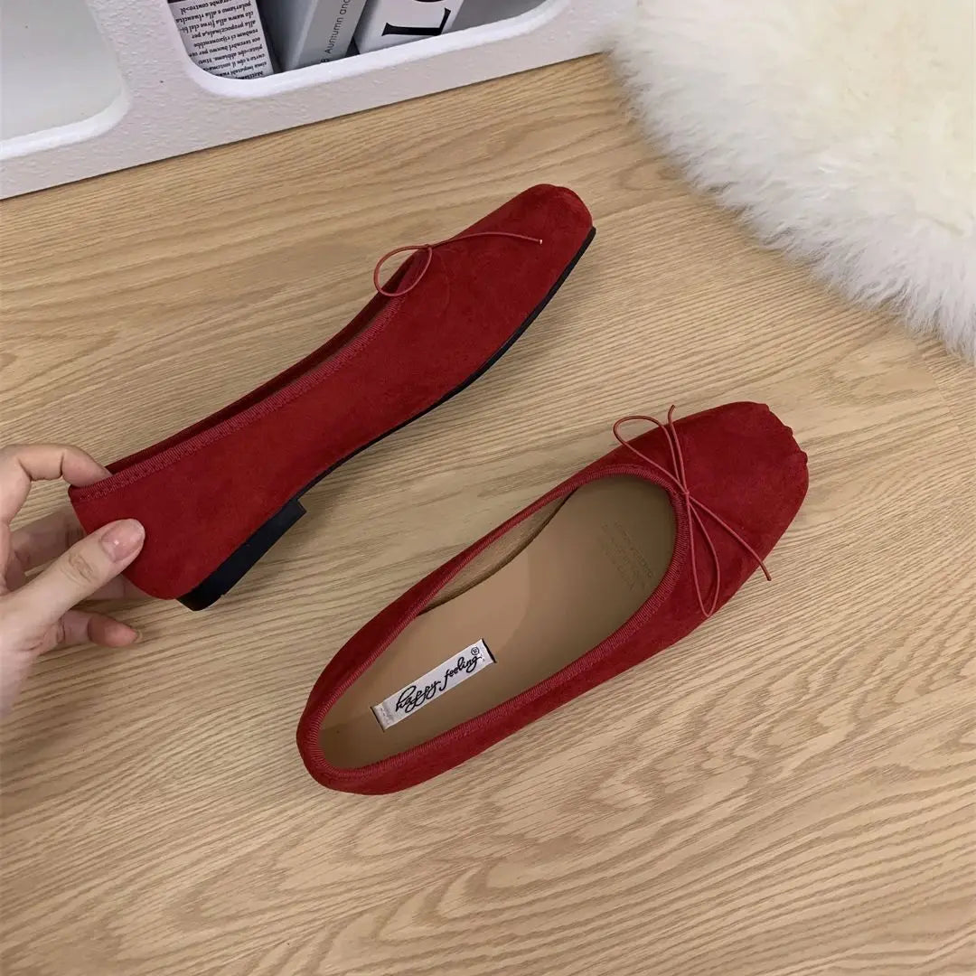 LBSFY -New Brand Women Flats Round Toe Shallow Slip On Ladies Casual Ballet Shoes Soft Leather Eelgant Balle Shoes Size 40