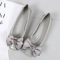 LBSFY  -  Fashion Square Toe Women Flats Shoes Bow Women Shoes Patent Leather Casual Single Spring Ballerina Shallow Mouth Loafers Shoes