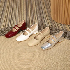 LBSFY  -  Mary Jane Shoes for Women Spring New Shallow Thick Heeled Single Shoes Soft and Comfortable Ballet Wedding Shoes Zapatos Mujer
