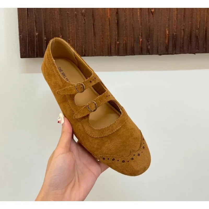 LBSFY -New Mary Janes Flats Shoes Ballet Casual Sneakers Women Sandals Loafers Trend Shallow Dress Suede Comfort Zapatos Mujer