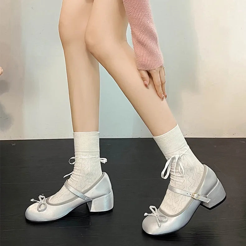 LBSFY -Simple and Gentle Fragrant Retro French Thick Heel Mary Jane Shoes Women's Autumn and Winter Versatile Single Shoes