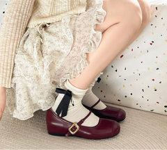 LBSFY -Fashion Buckle Strap Flat Women Mary Jane Shoes Casual Leather Internal Elevation Ballets Style Shoes