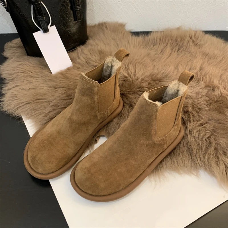 LBSFY  -  2024 flat bottom women's chelsea boots anti-slip snow boots women winter warm shoes female boots large size