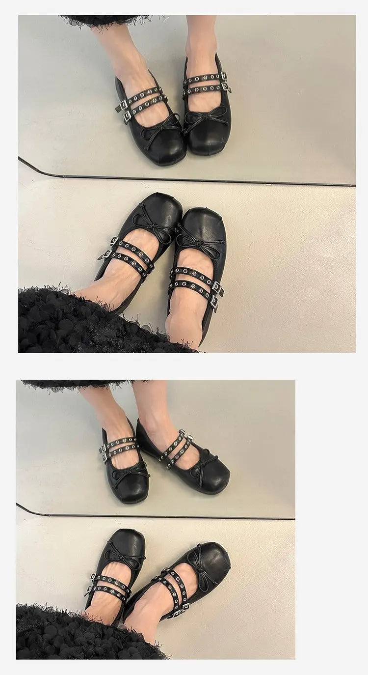 LBSFY -2025 Hot Selling Square Toe Butterfly-knot Women Mary Jane Shoes Ladies Soft Sole Dress Flats Casual Street Style Ballet Shoes