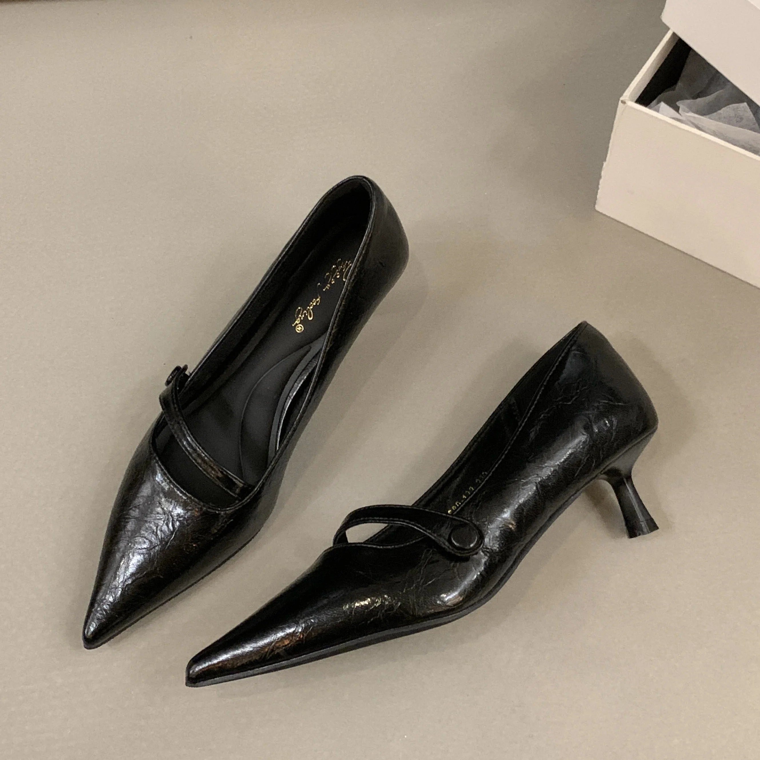 LBSFY  -Spring Women Pumps Shoes Fashion Pointed Toe Slip On Ladies Elegant Single Shoes Thin Low Heel Dress Pumps Shoes M