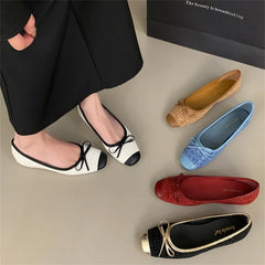 LBSFY  -  2025 Spring Women Flats Fashion Round Toe Bow-knot Slip On Ballerinas Shoes Soft Flat Ladies Casual Dress Ballet Shoes