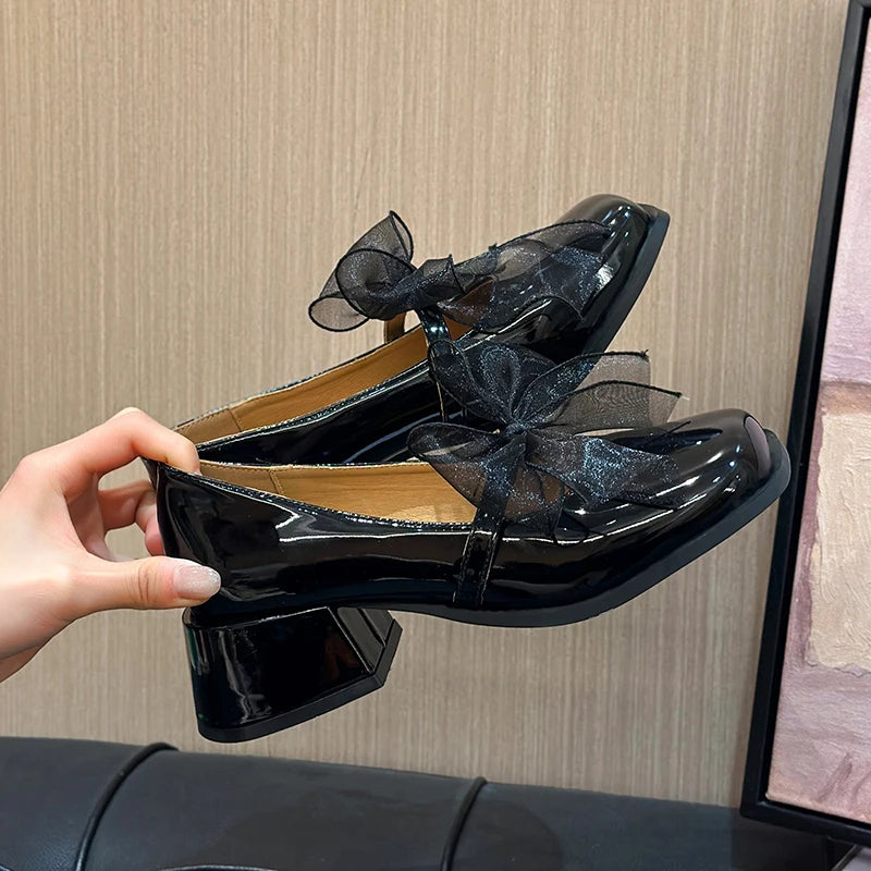 LBSFY  -  Vintage Women Square Toe Mary Jane Shoes Fashion Shallow Slip On 2025 Spring Autumn Wedding Party Shoes