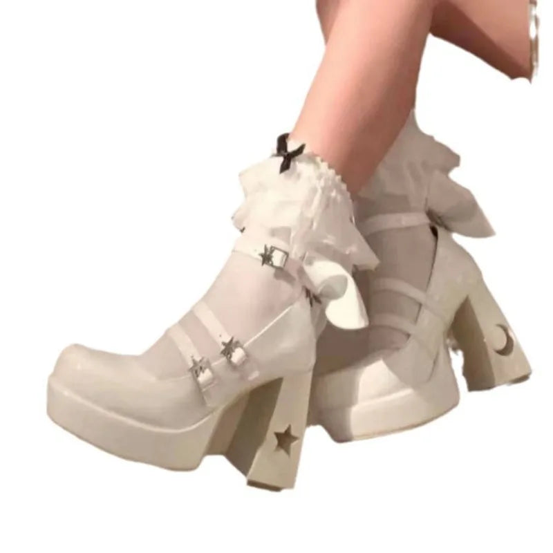 LBSFY -Spring Punk Thick Heel Mary Jane Lolita Shoes Woman Patent Leather Cosplay Shoes Y2k Chunky Platform High Heels Pumps