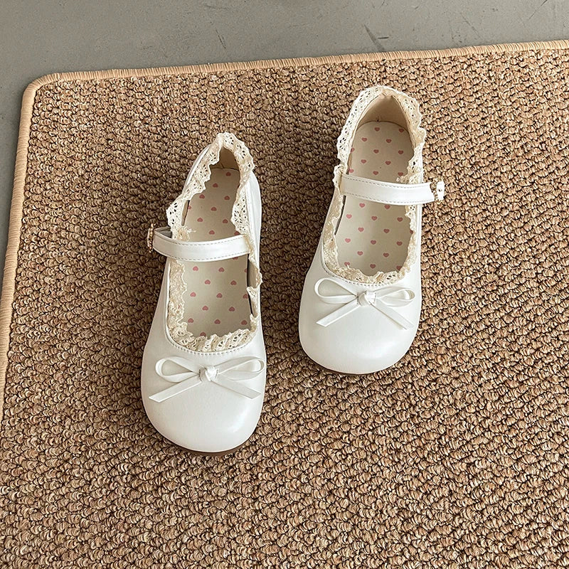 LBSFY -Spring New Butterfly-knot Women Flats Round Toe Shallow Ladies Casual Ballet Shoes Soft Leather Eelgant Dress Shoes
