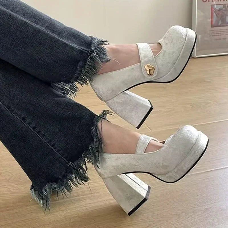 LBSFY  -  Mary Jane Women High Heels Shoes Shallow Dress Lolita Fashion Luxury Shoes 2024 Designer Spring Chunky Pumps Female Zapatillas