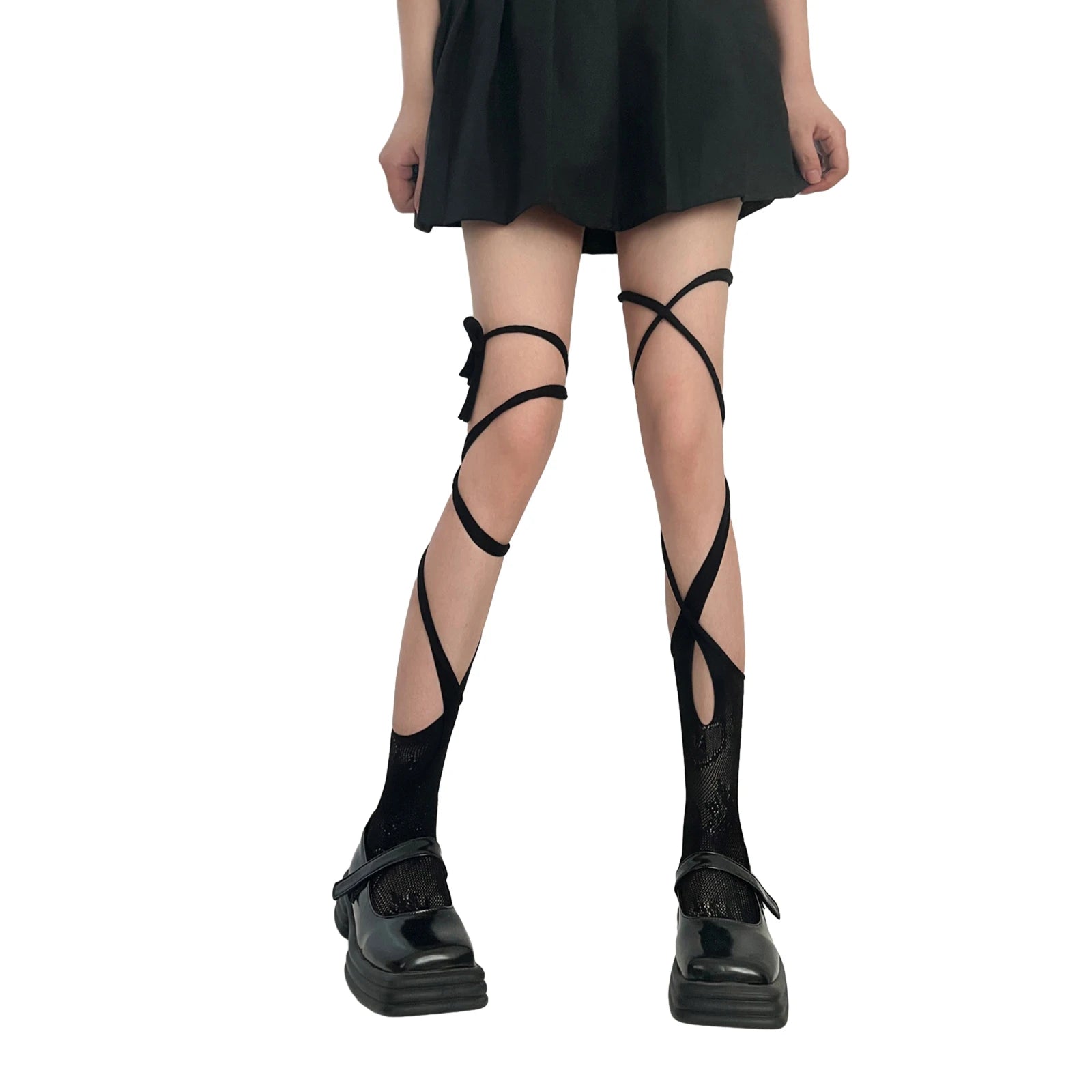 Lbsfy Summer Lace Thigh High Stockings Transparent Irregular Bandage Stockings Niche Sweet Cool Hot Girl Half-Knee Split Toe Socks