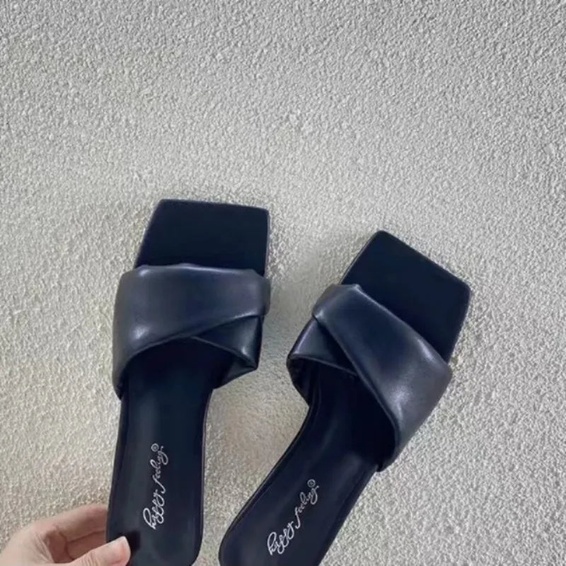 LBSFY -Women New Luxury Sandals Shoes Summer Mid Heels Chunky Casual Designer Dress Pumps Slingback Mules Shoes Zapatos Ladies