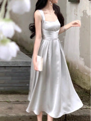LBSFY -France Elegant Solid Princess Evening Party Dress Sleeveless Graduation A-Line Bridesmaid Midi Woman Dresses 2025 Spring Summer
