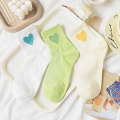 Lbsfy Women Summer Low Tube Socks Thin Female Breathable Mesh Cute Japanese Sweet Style Love College Short Cotton Girls Sports Socks