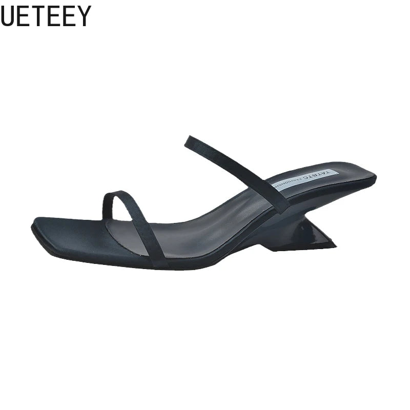 LBSFY  igner Summer Narrow Band Heel Women Slippers Shoes Fashion Open Toe Shoes Design Style Banquet Party Sandals Shoes