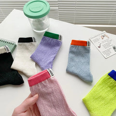 Lbsfy Women's Socks New Fashion Mixed-color Casual Simple Korean Style Striped Socks Female Breathable Cotton Girls School Crew Socks