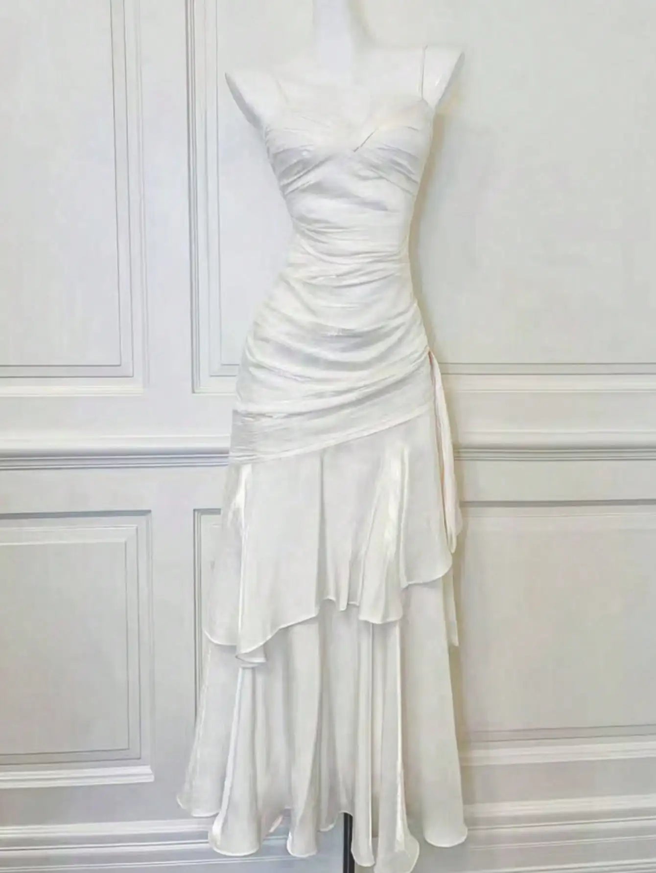 LBSFY -Elegant Spaghetti Straps Ruffles Graduation Party Dress Slim Waist Women Wedding Bridesmaid Dresses Festival Formal Clothes 2025