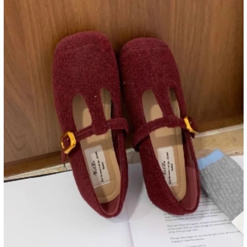 LBSFY -New Style Fashion Women's Flats Round Toe Slip On Ladies Elegant Mary Jane Shoes Soft Flat Heel Outdoor Dress Ballerin Shoes