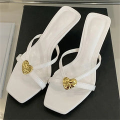 LBSFY -Summer Fashion Square Toe Women Slippers Narrow Band Sandals Thin Low Heels Party Female Slide Shoes Zapatos De Mujer
