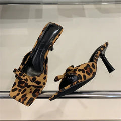 LBSFY -Summer Fashion Butterfly-kont Women Slippers Square Toe Thin Low Heels Banquet Slides Female Shoes Zapatos De Mujer