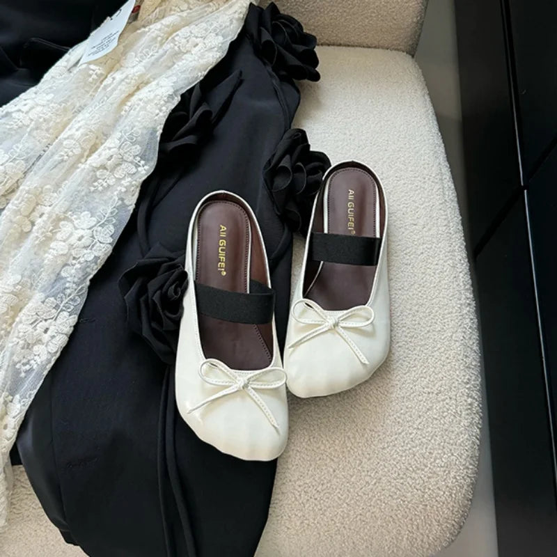 LBSFY -Brand Women Slippers Slip On Grandma Shoes Woman Round Toe Retro Moccasins Outdoor Slides Ladies Soft Ballet Shoes