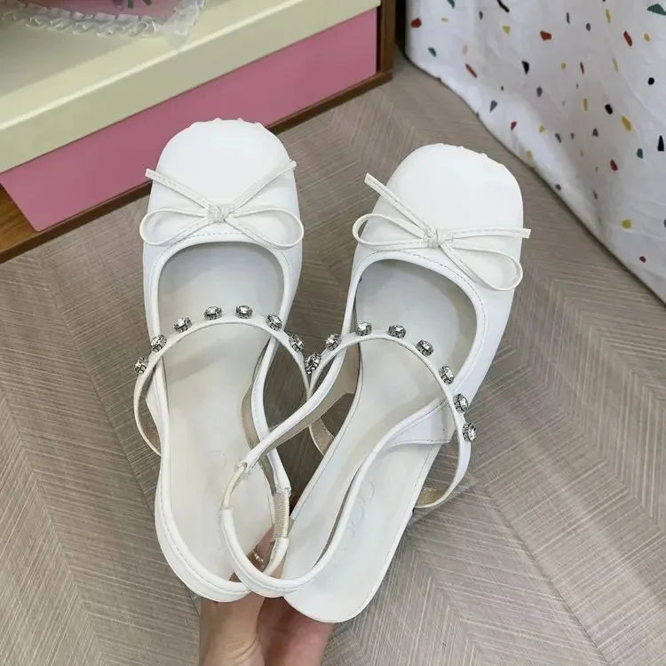 LBSFY -Silver Tweed Style Women's Pumps With Platform And Strapless Design Summer New Arrival French Mary Jane Shoes