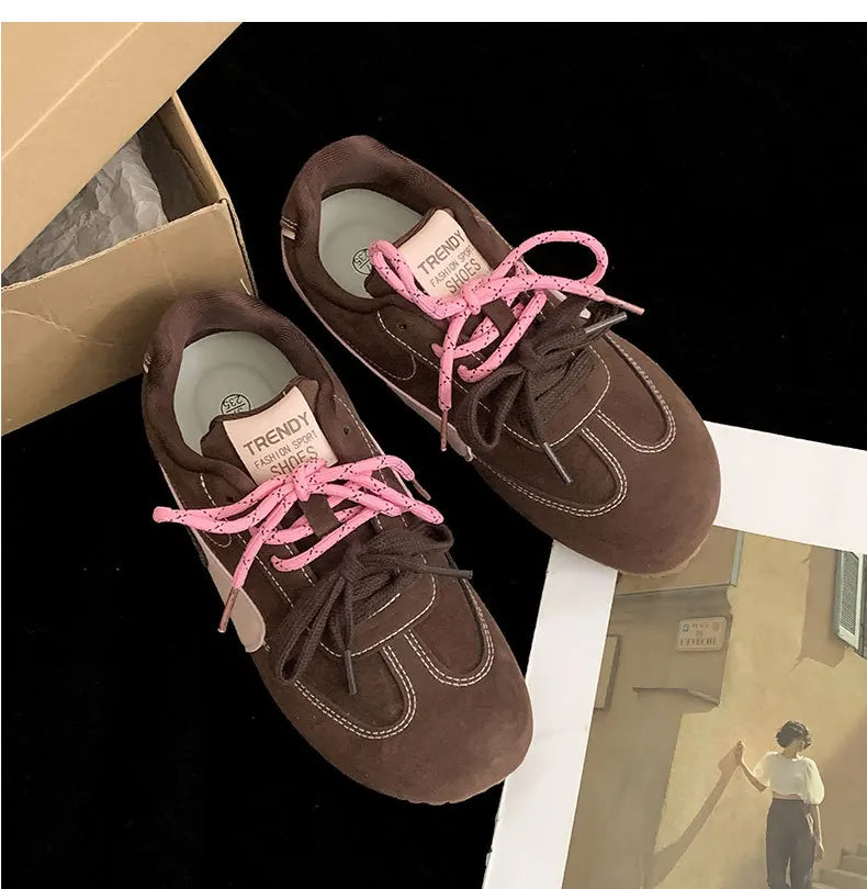 LBSFY  -  2025 New Designer Women's Sneakers Lace Up Mixed Color Ladies Casual Sports Shoes Fashion Chunky Sneakers Comfortable Flat Shoes