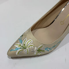 LBSFY  -  Slip-On Embroidery Thin Heel Pumps Women 2025 New Fashion Floral High Heels Shoes Woman Pointed Toe Embroider Party Shoes Ladies