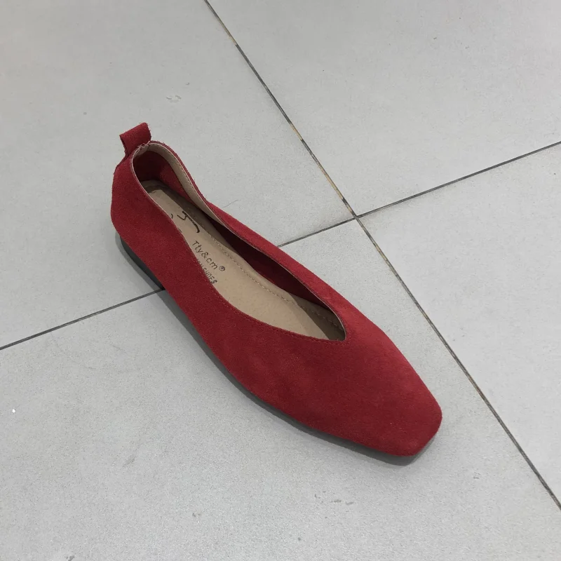 LBSFY  -Women's Square Toe Vintage Flats Soft Loafers Comfortable Leather Ballet Shoes for Female Dress Shoes Mujer