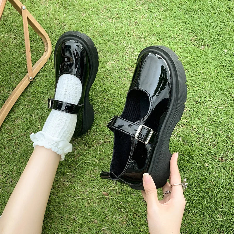 LBSFY -Women's Luxury Beaded Mary Jane Leather Shoes Spring/Autumn Fashion Comfortable Elegant Flat Black Walking Shoes Zapatos Mujer