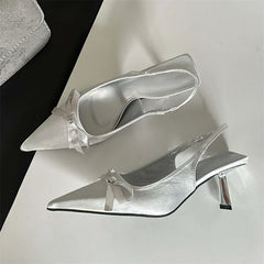 LBSFY -New Fashion Design Butterfly-knot Women Pumps Sandals Slingback Pointed Toe Thin Heels Mules Shoes