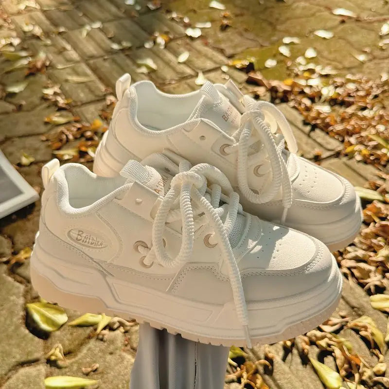 LBSFY  -  Women Vintage Breathable White Platform Sneakers Thick Heel Cute Sneakers Casual Running Platform Y2K Lolita Sport White Shoes