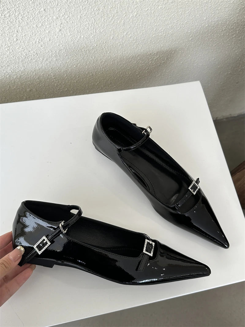 LBSFY  -  2024 Ladies Women Flat Shoes Fashion Brand Buckle Women Elegant Laofer Shoes Flat Heel Slip On Dress Ballerinas Shoes
