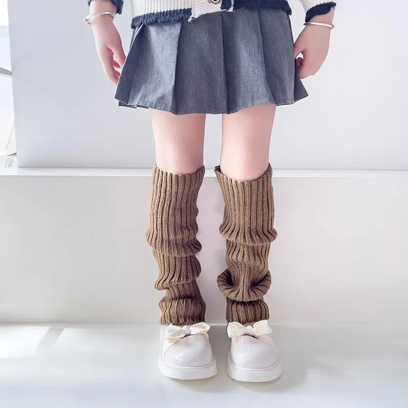 Lbsfy Children JK Lolita Leg Warmer for Girls' Autumn Winter Cute Knitted 40cm Long Foot Cover Y2K Punk Gothic Crochet Socks
