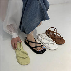 LBSFY  -  Platform Sandals Women Summer Open Toe Non-slip Soft Sandals Female Casual Cross Roman Flip Flops Beach Fashion Sexy Flat Shoes