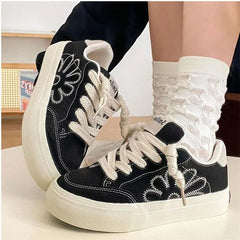 LBSFY  -  Spring and Autumn Breathable Shoes for Women All-match Flat Canvas Embroidery Heightening Casual Zapatillas Mujer