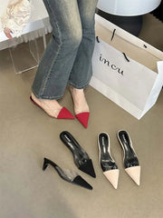 LBSFY  -  Fashion Women Slides Slippers Mules Shoes Pointed Toe Casual Mules Shoes Thin Low Heels Office Party Pumps Dress Shoes Woman 39