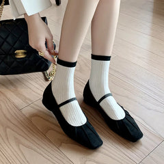 LBSFY  -  Fashion Women Shoes New High Quality Genuine Leather Retro Square Headed Mary Janes Daily Commuter Lightweight Shoes