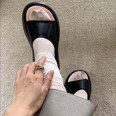 LBSFY  - 2024 Summer Open Toe Women Slippers Fashion Elegant Thick Bottom Slides Shoes Ladies Outdoor Platform Flats Sandalias
