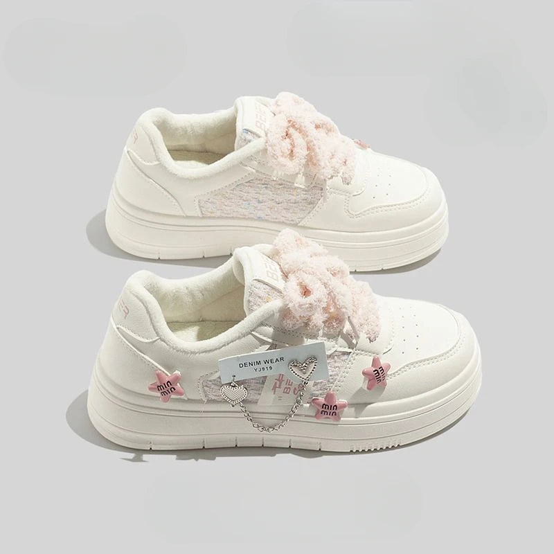 LBSFY  -  Cute Womens Skate Shoes White Thick Bottom Four Season Version Kawaii Versatile Comfortable Platform Shoes for Women