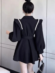 LBSFY -Autumn Elegant Blazer Dress for Women Female Double Breasted Solid A-line Evening Dresses Long Sleeve Female Casual Clothes 2024