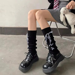 Lbsfy Socks Woman Autumn and Winter Leg Warmer Wide Legs Black White Lolita Socks for Women Stripe