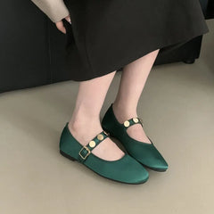 LBSFY  -  2024 Autumn Women Flats Fashion Shallow Ladies Mary Jane Shoes Square Toe Soft Flat Heel Outdoor Casual Ballerina Shoes